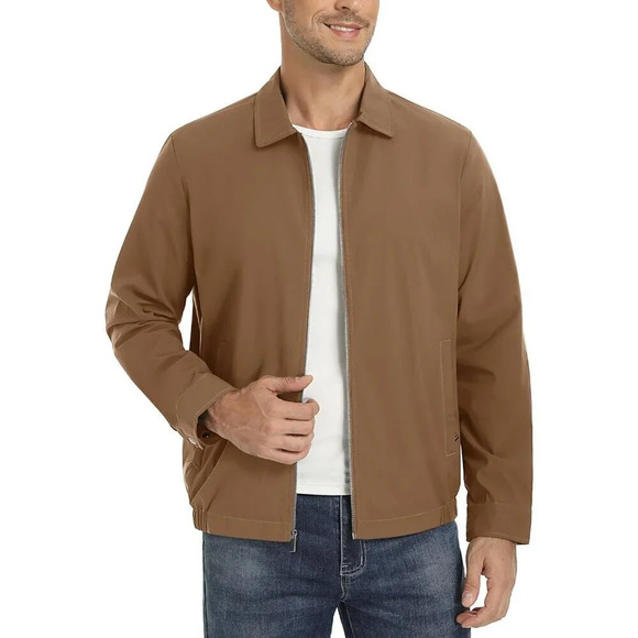 ❤️ Men's  Lightweight Jacket Full Zip Golf Jackets Collar Windbreaker - Picture 2 of 6